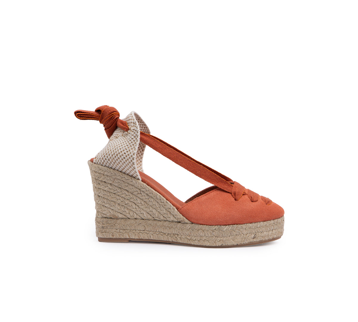 Gimena Burnt Orange Top Laces High Espadrille