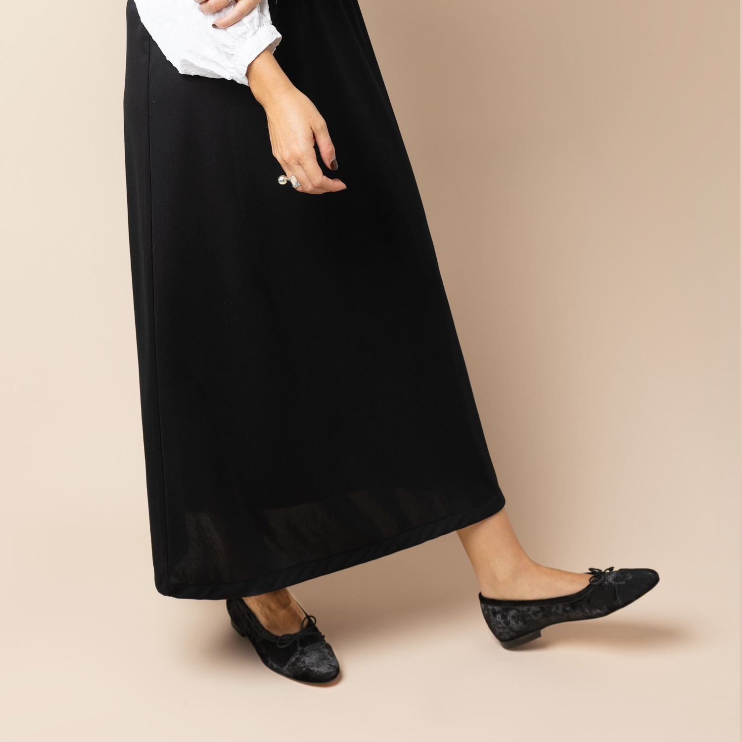 Amelie Cap-Toe Ballet Flat - Black Velvet