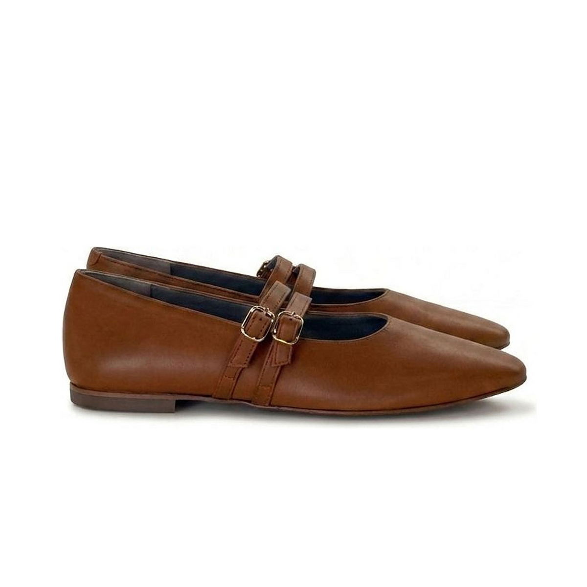 Amelie Double Strap Mary Jane - Cognac