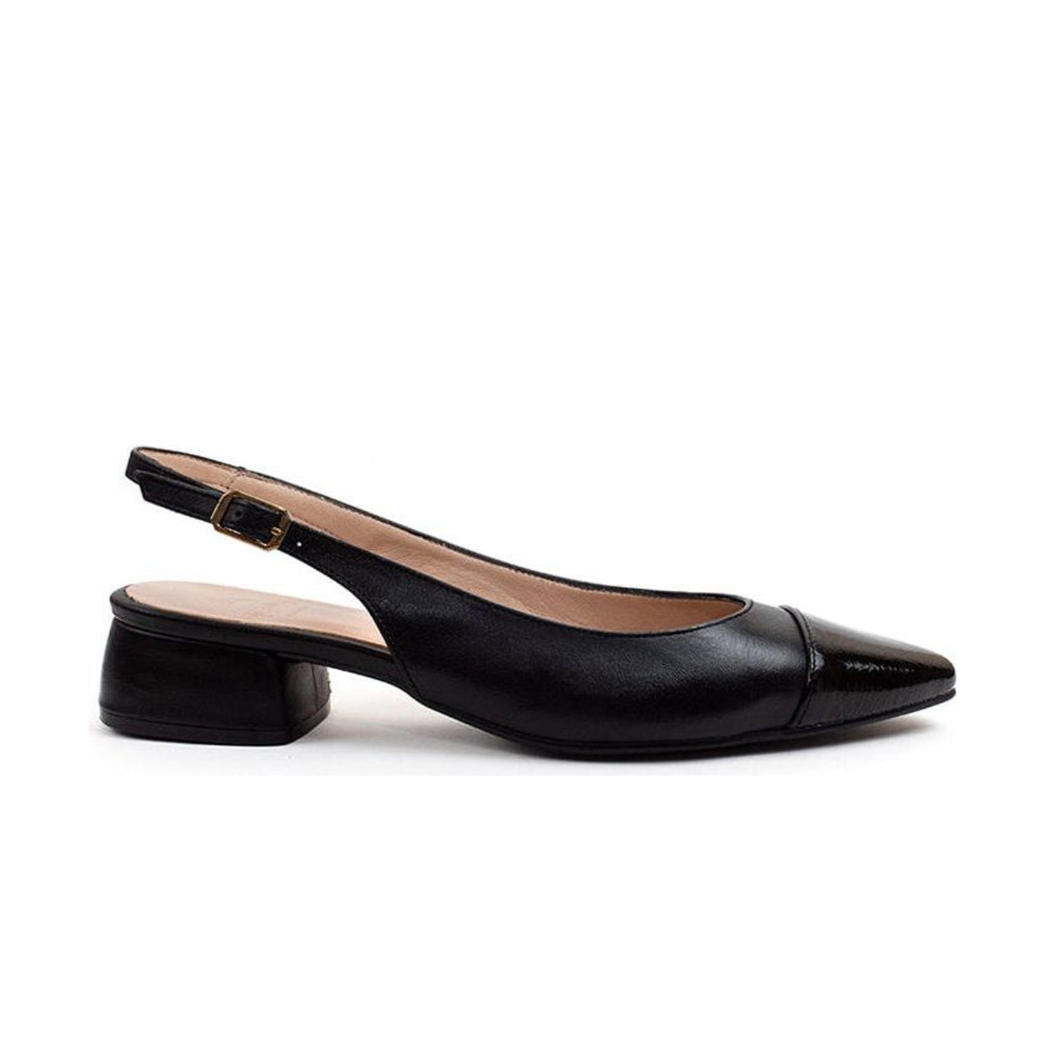 Berta Slingback - Black Patent Toe