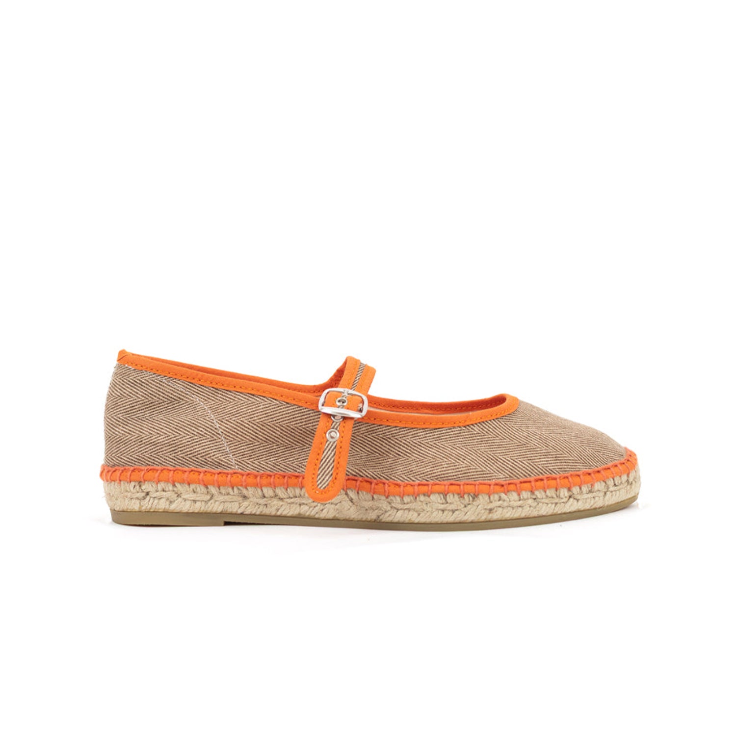 Espadrille Mary Jane Herringbone Oat/Orange