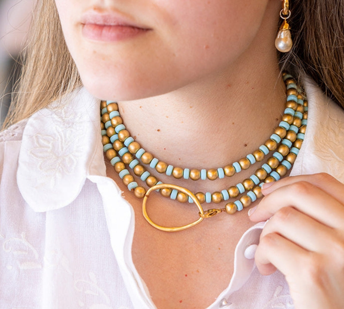 Gatsby Mint Blue Long Necklace