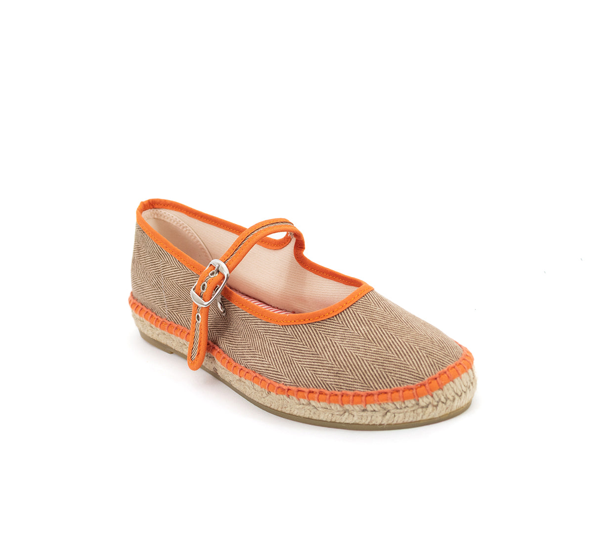 Espadrille Mary Jane Herringbone Oat/Orange
