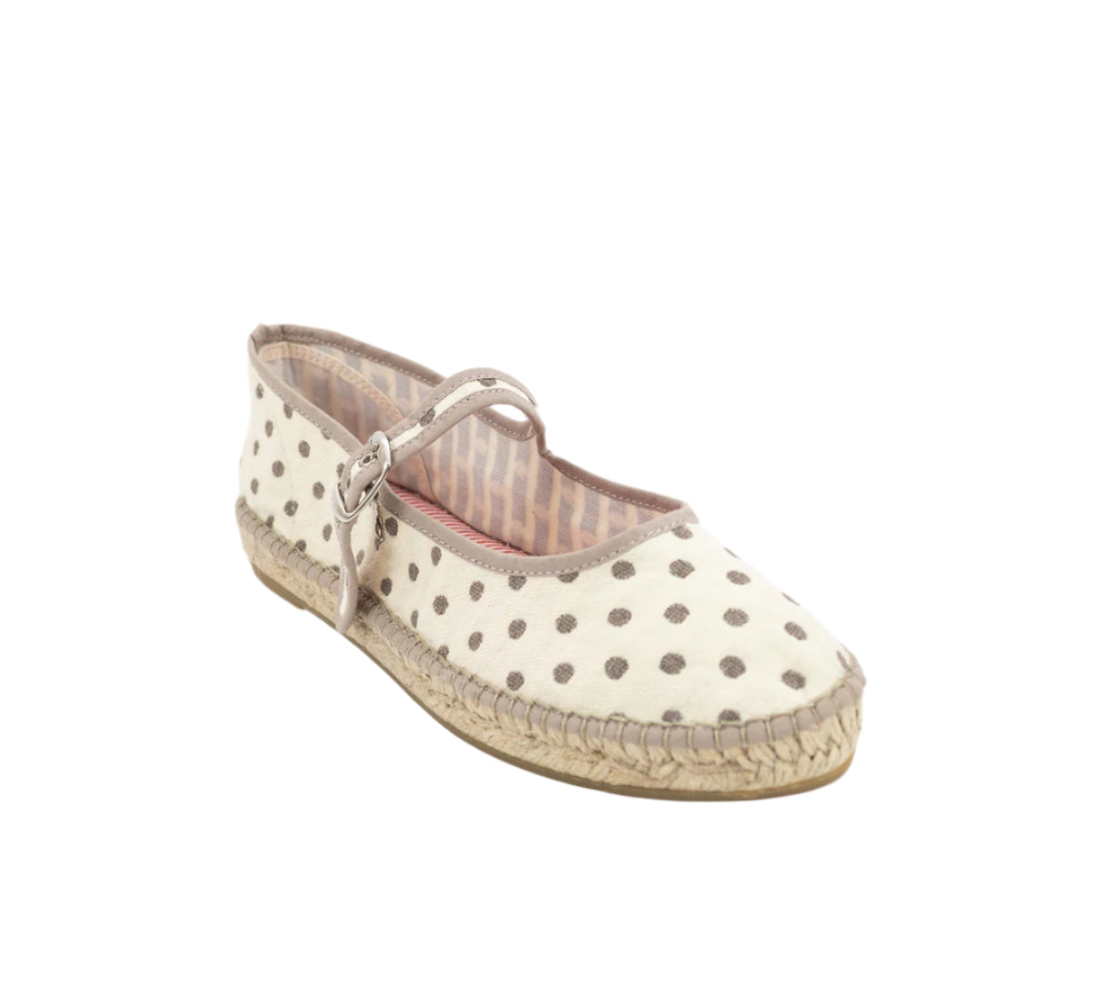Espadrille Mary Jane Taupe Polka Dots