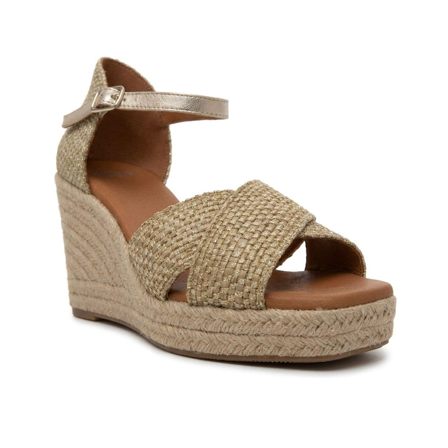 Jimena Mid Double Band Gold-Linen