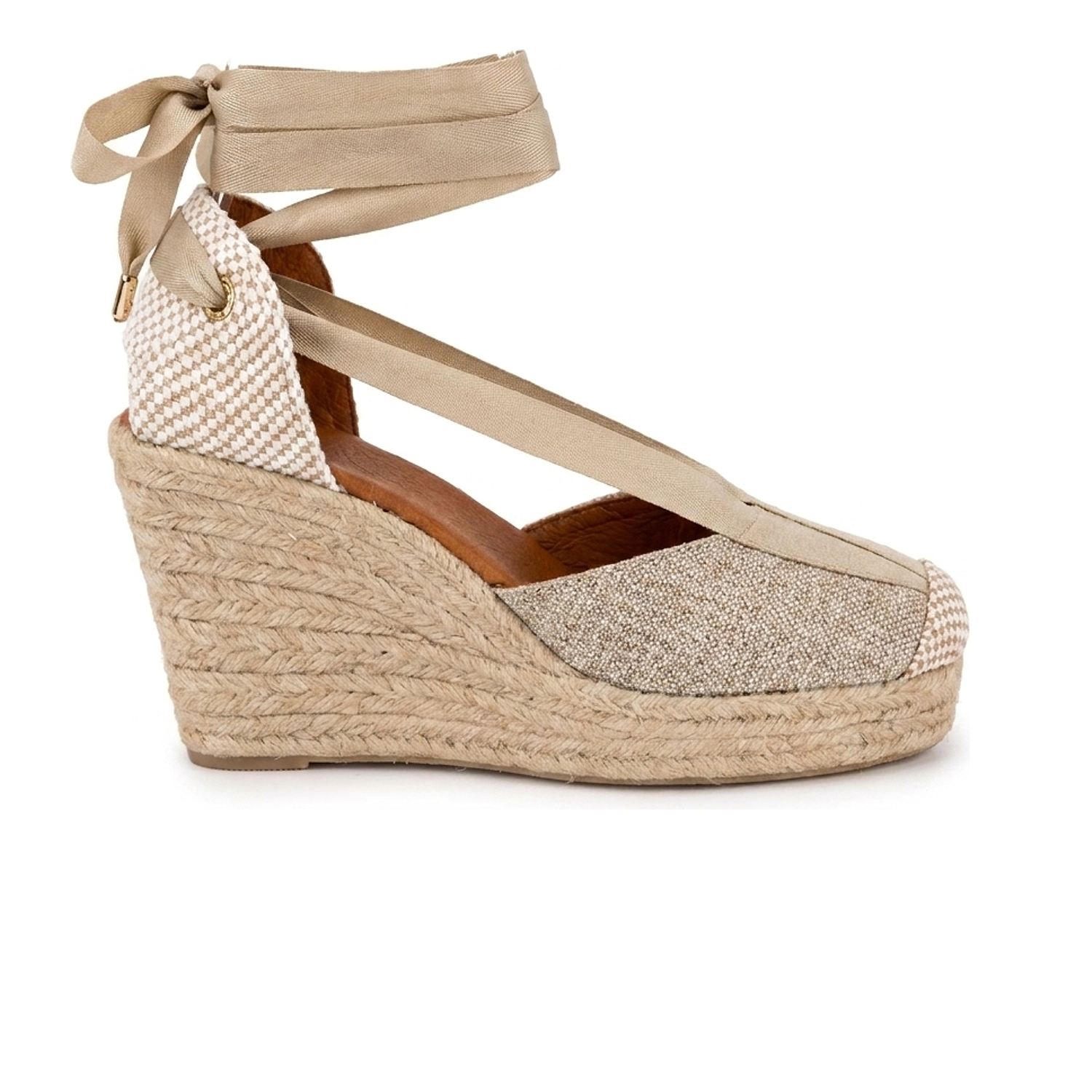 Jimena Medium Strap Wedges - Gold Woven