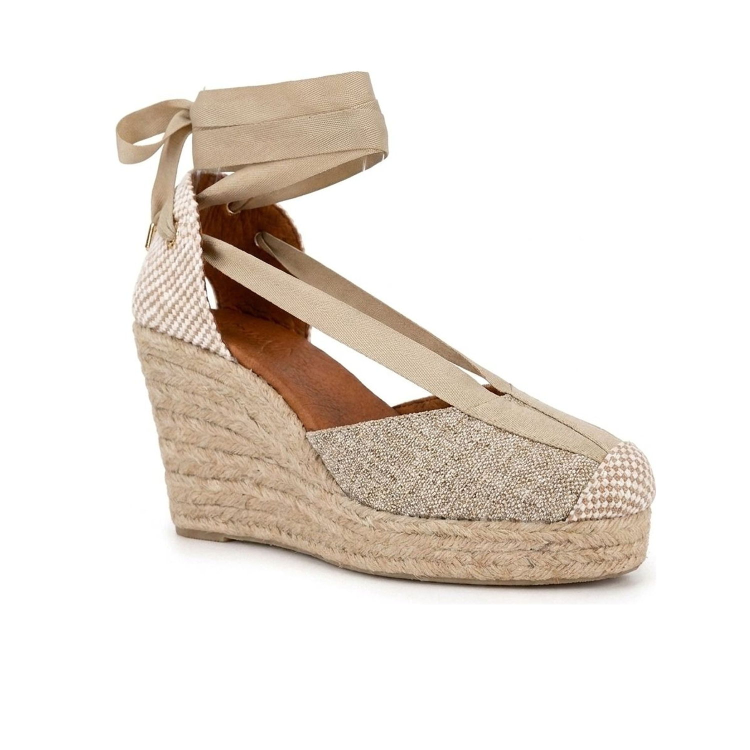 Jimena Medium Strap Wedges - Gold Woven