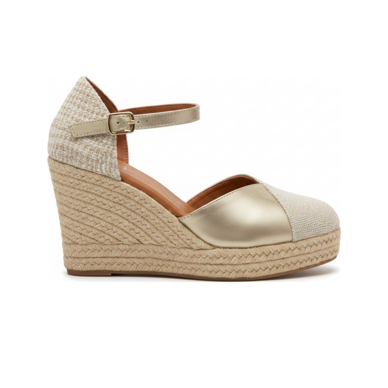 Jimena High Strap Gold-Linen - Black