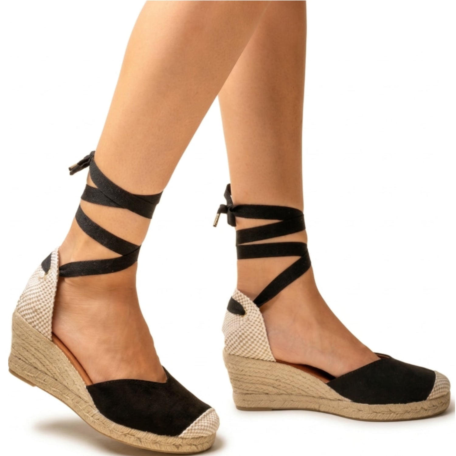 Jimena Medium Laces Wedges - Mid Black