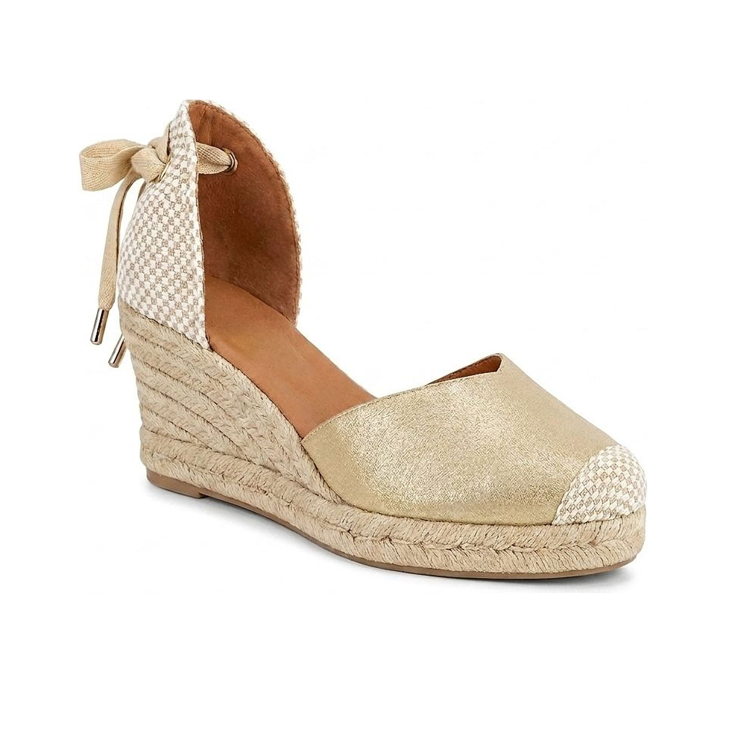 Jimena Mid Laces Wedges - Champagne