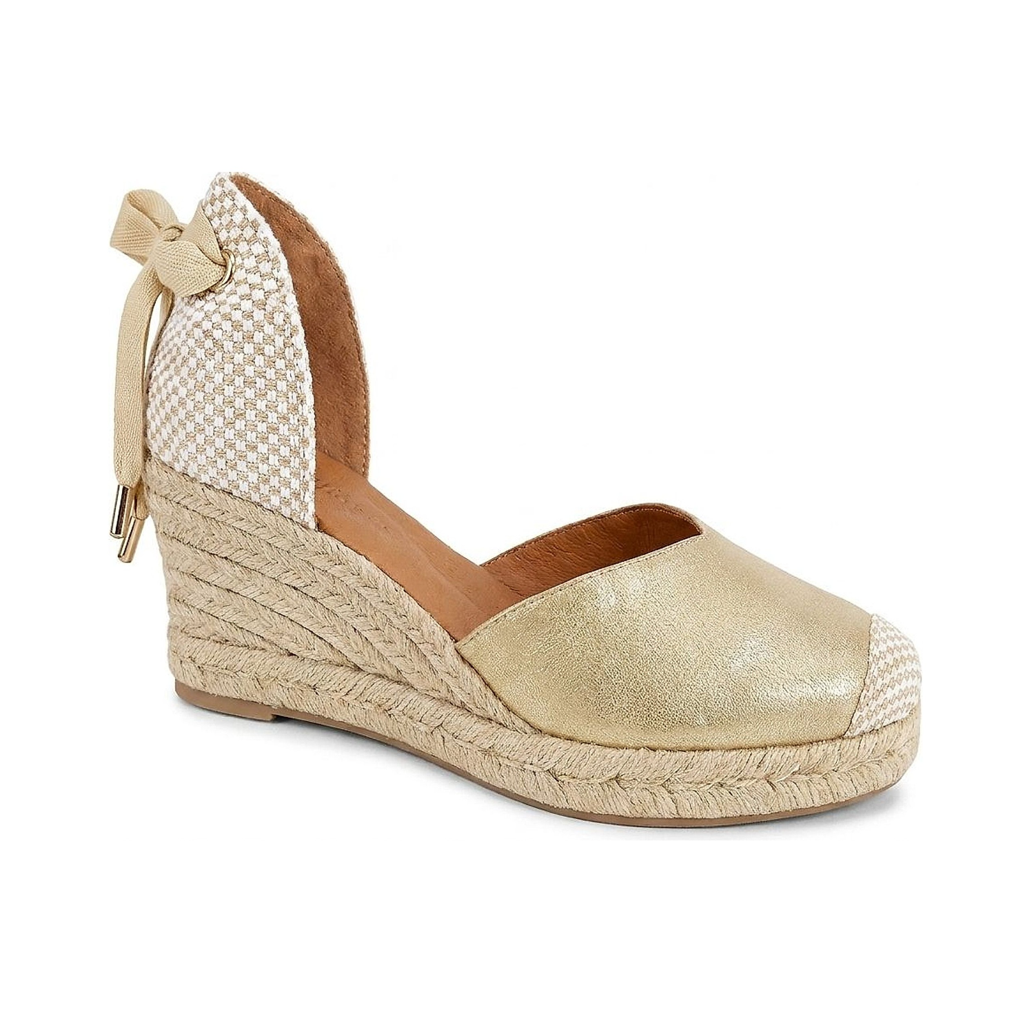 Jimena Mid Laces Wedges - Champagne