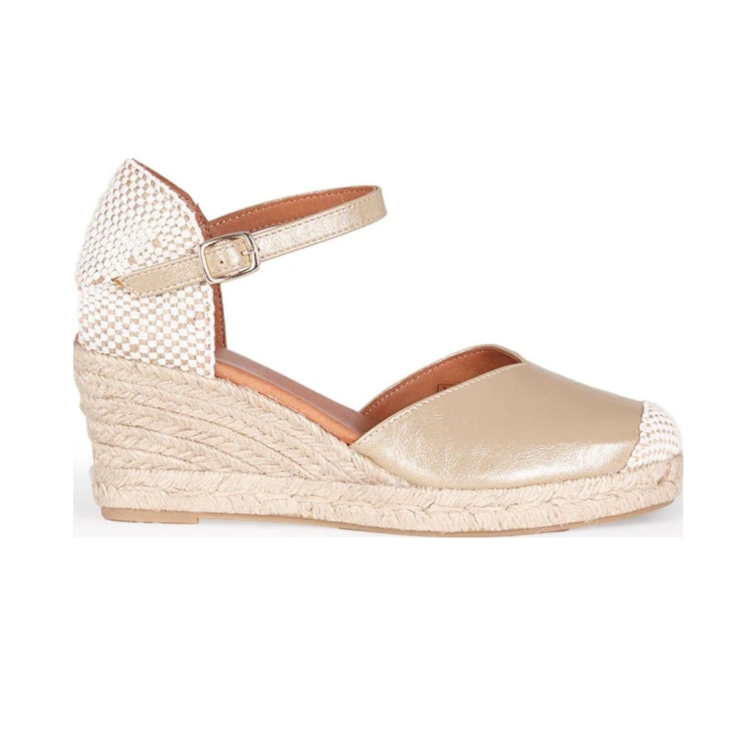 Jimena Mid Strap Wedges - Champagne