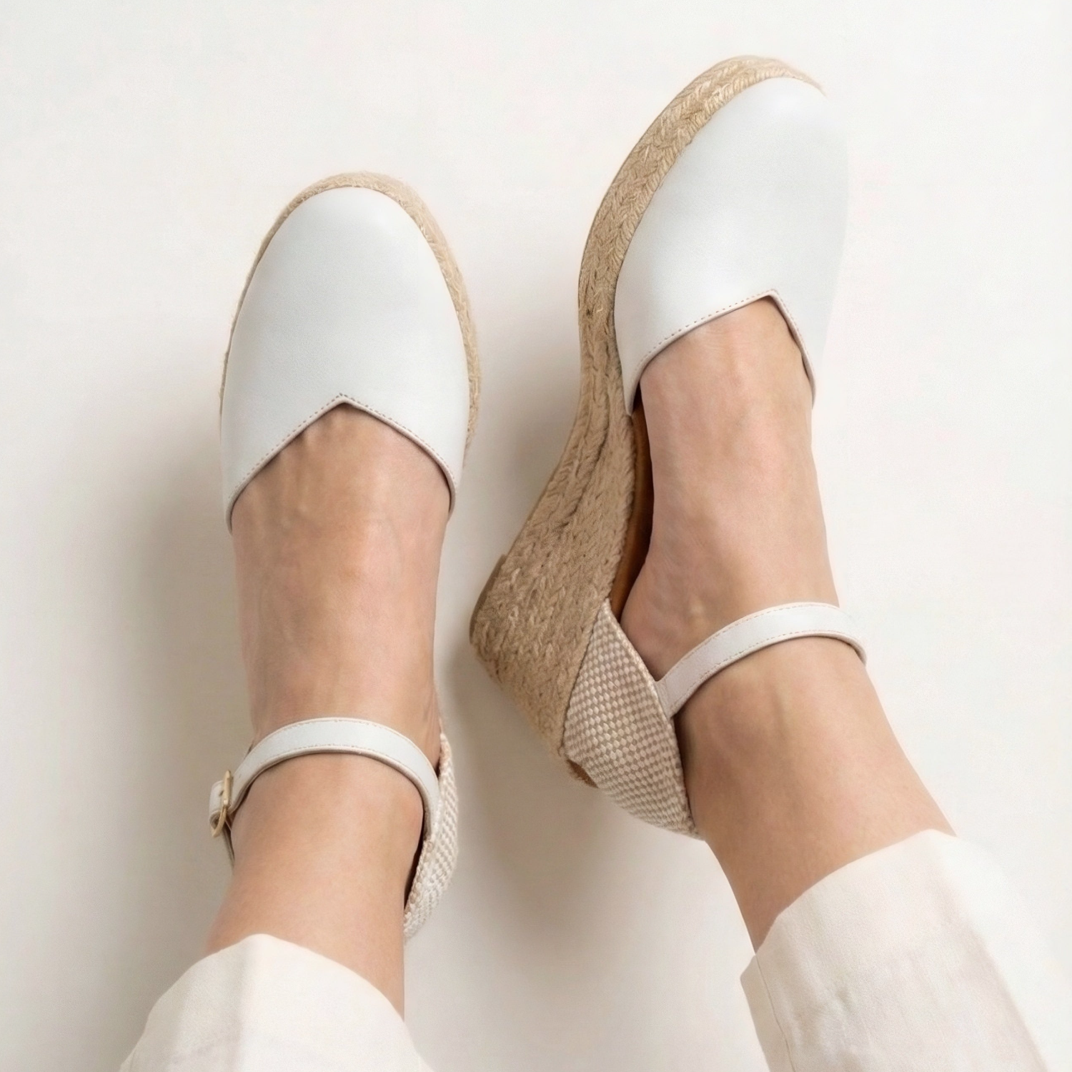 Jimena Medium Strap Wedges - White