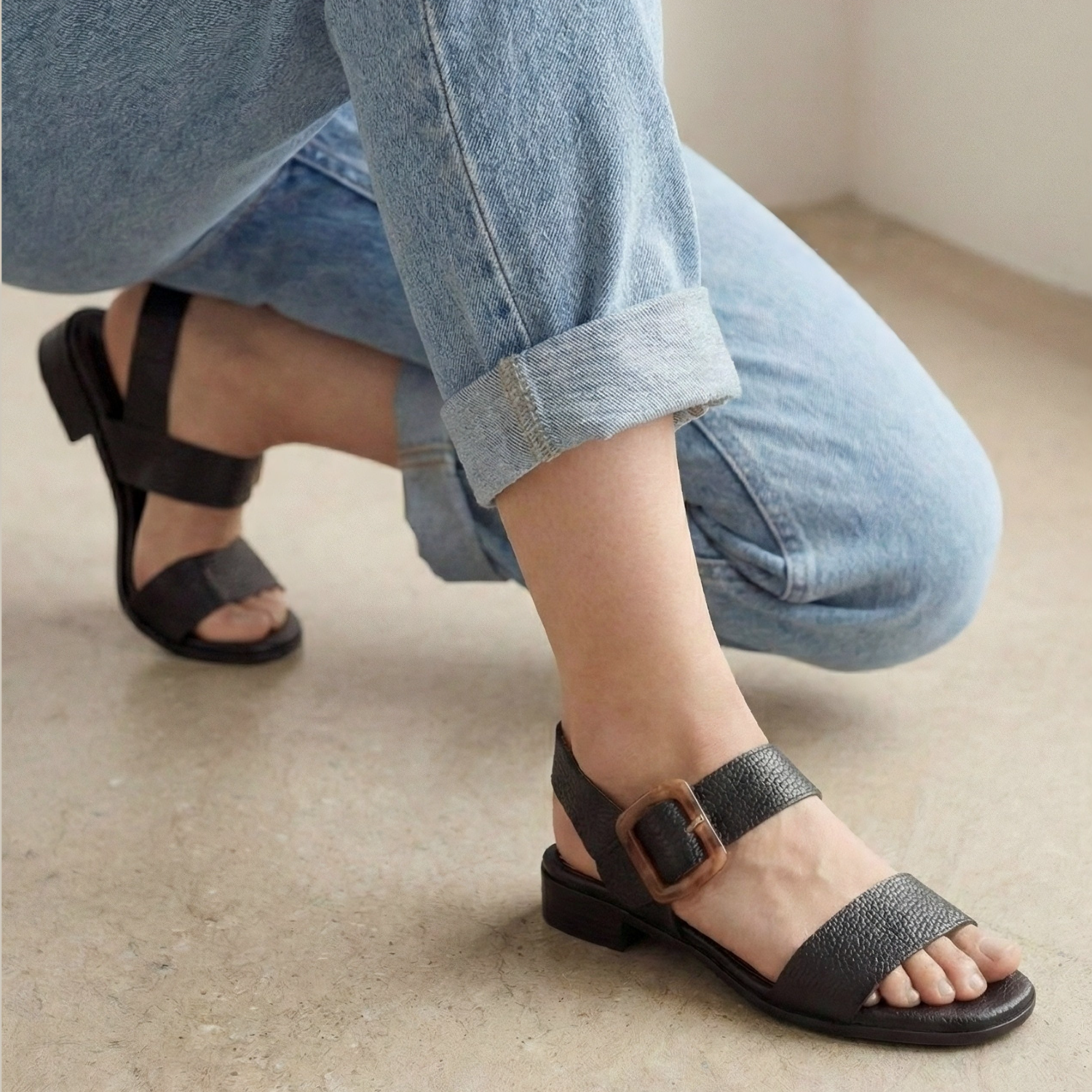 Juliette Sandal - Side Buckle Black