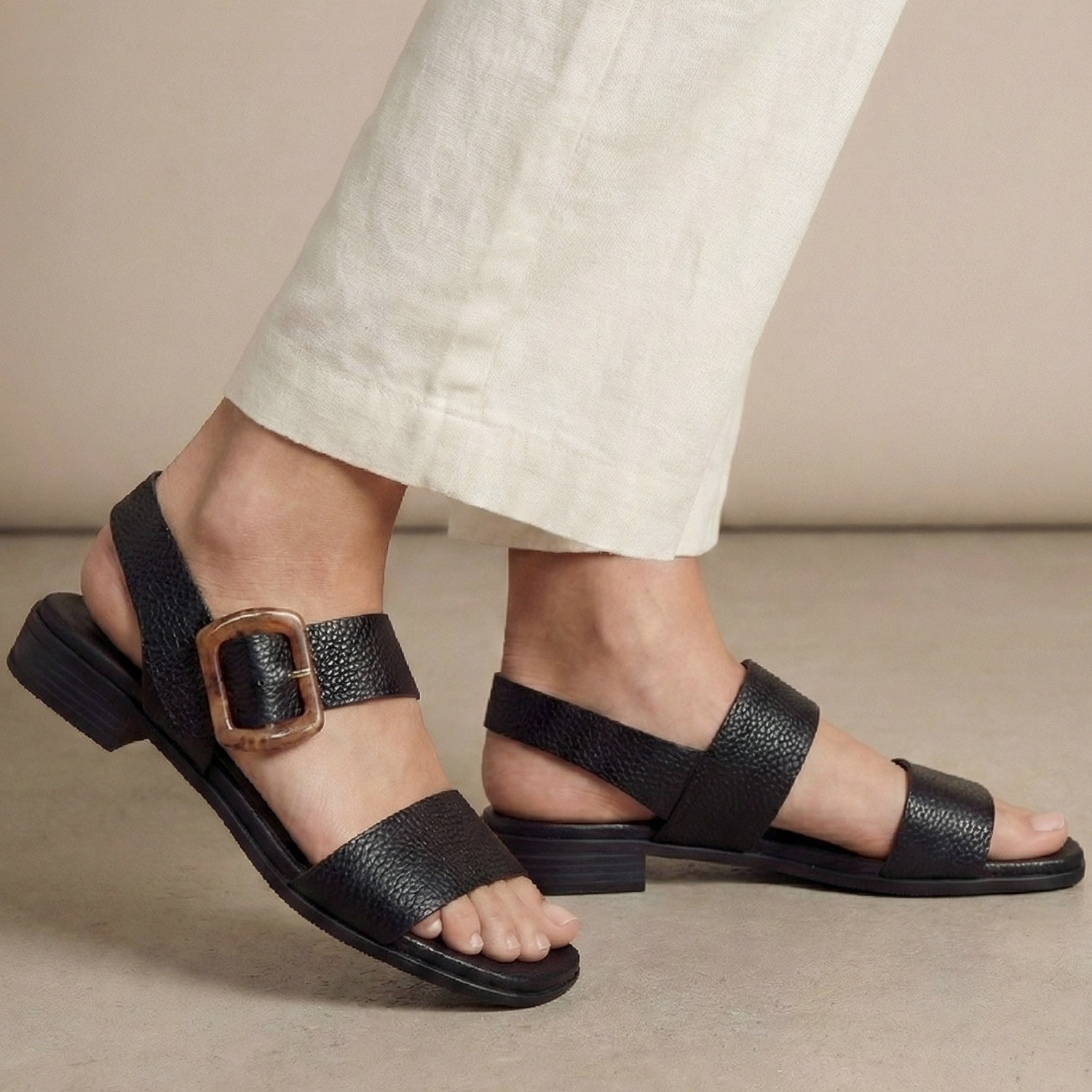 Juliette Sandal - Side Buckle Black