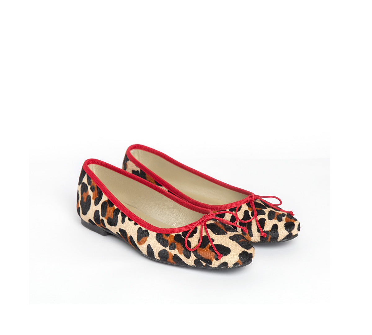 Sandrine Ballet Flat - Leopard Print Red Trim