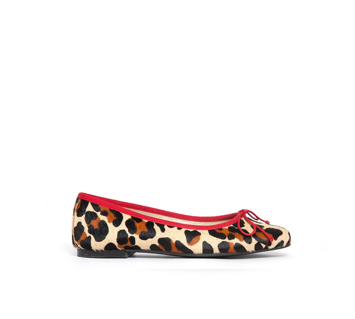 Sandrine Ballet Flat - Leopard Print Red Trim