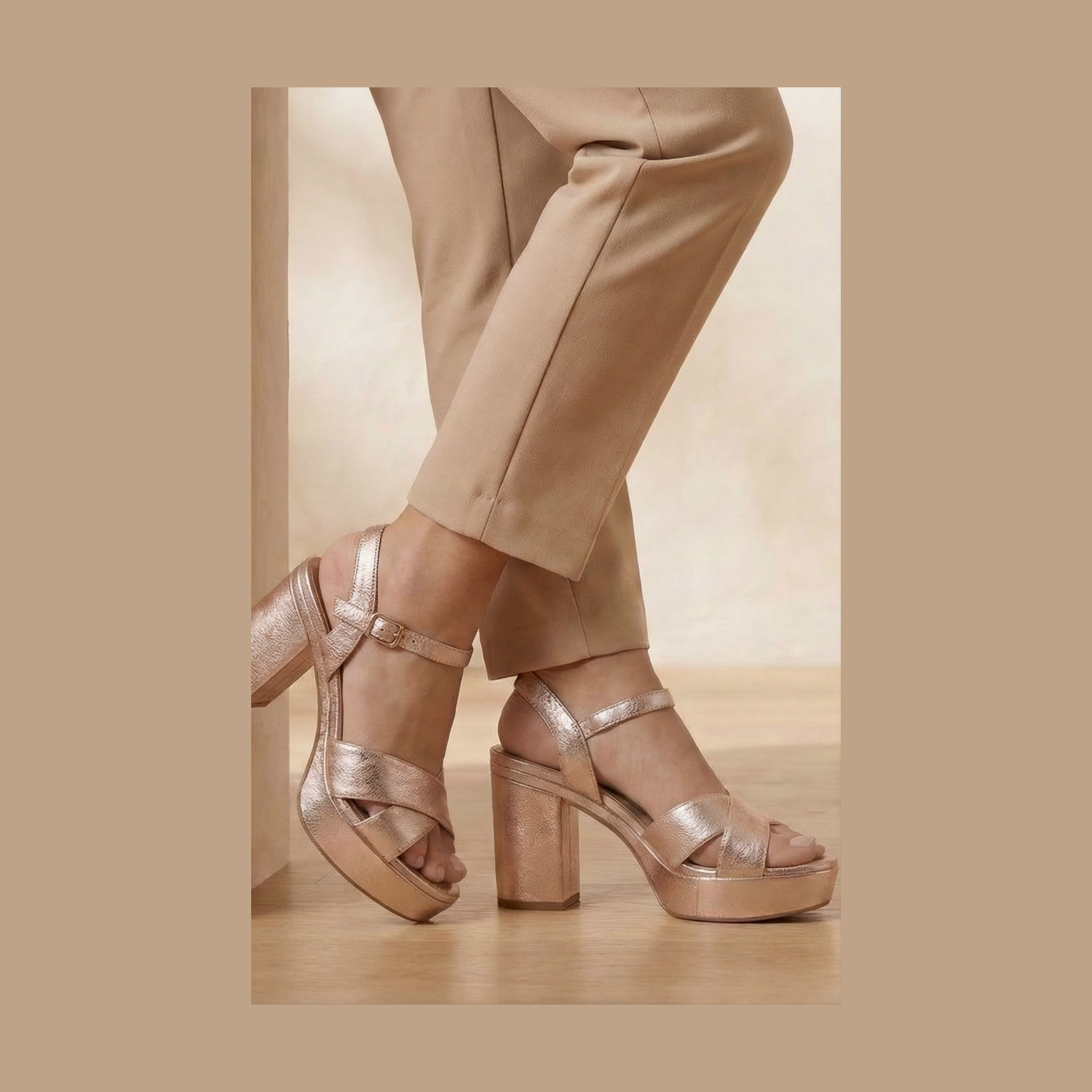 Pippa Heel Sandal - Metallic Champagne