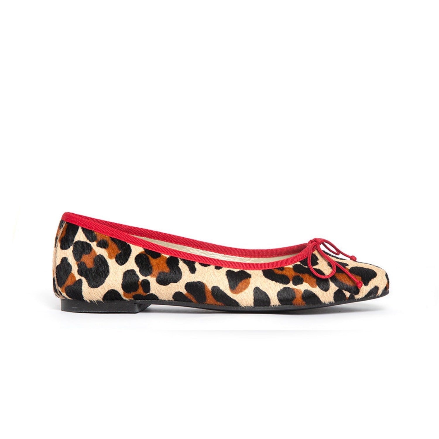 Sandrine Ballet Flat - Leopard Print Red Trim