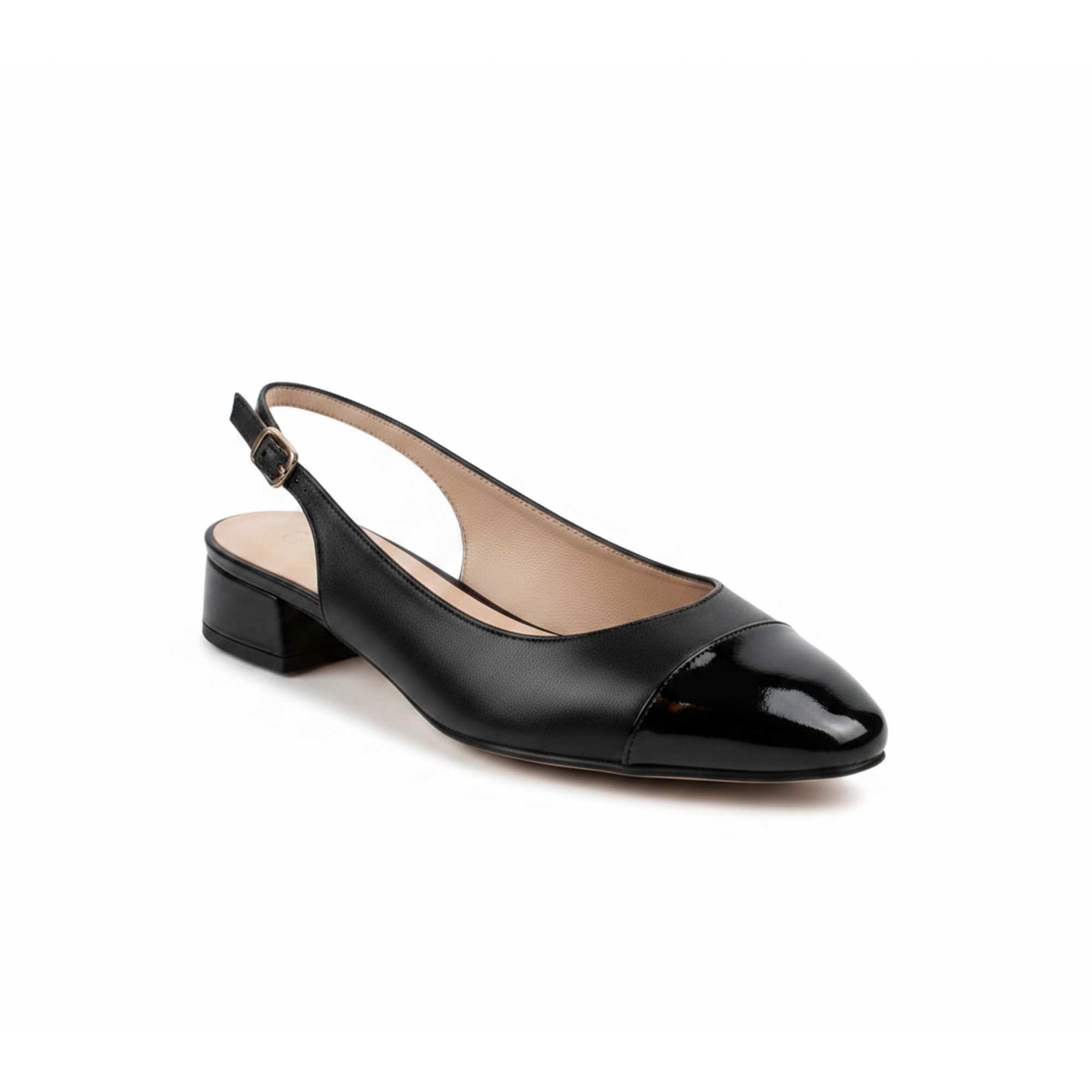 Berta Slingback Black Patent Toe