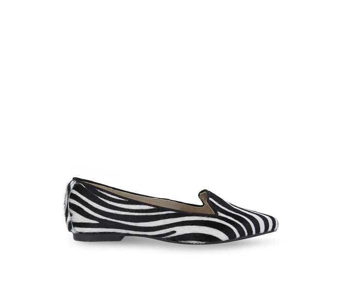 Pointy Black Loafer Zebra Calf Hair