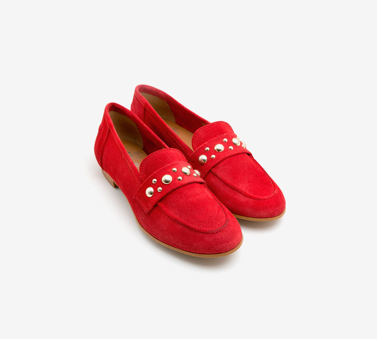 Toledo Red Suede Gold Studs