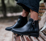 Cottage Black Leather Bootie