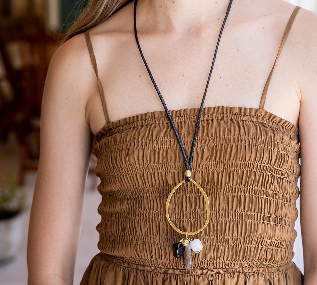 Luna Black Long Necklace