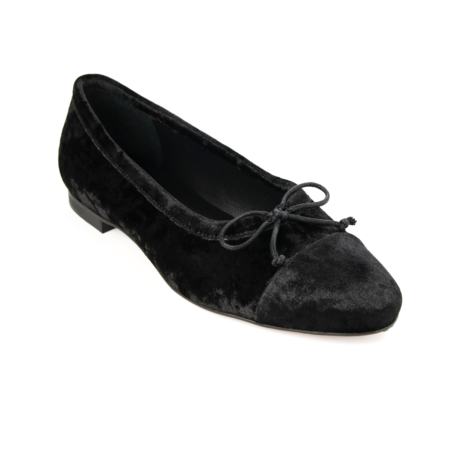 Amelie Cap-Toe Ballet Flat - Black Velvet