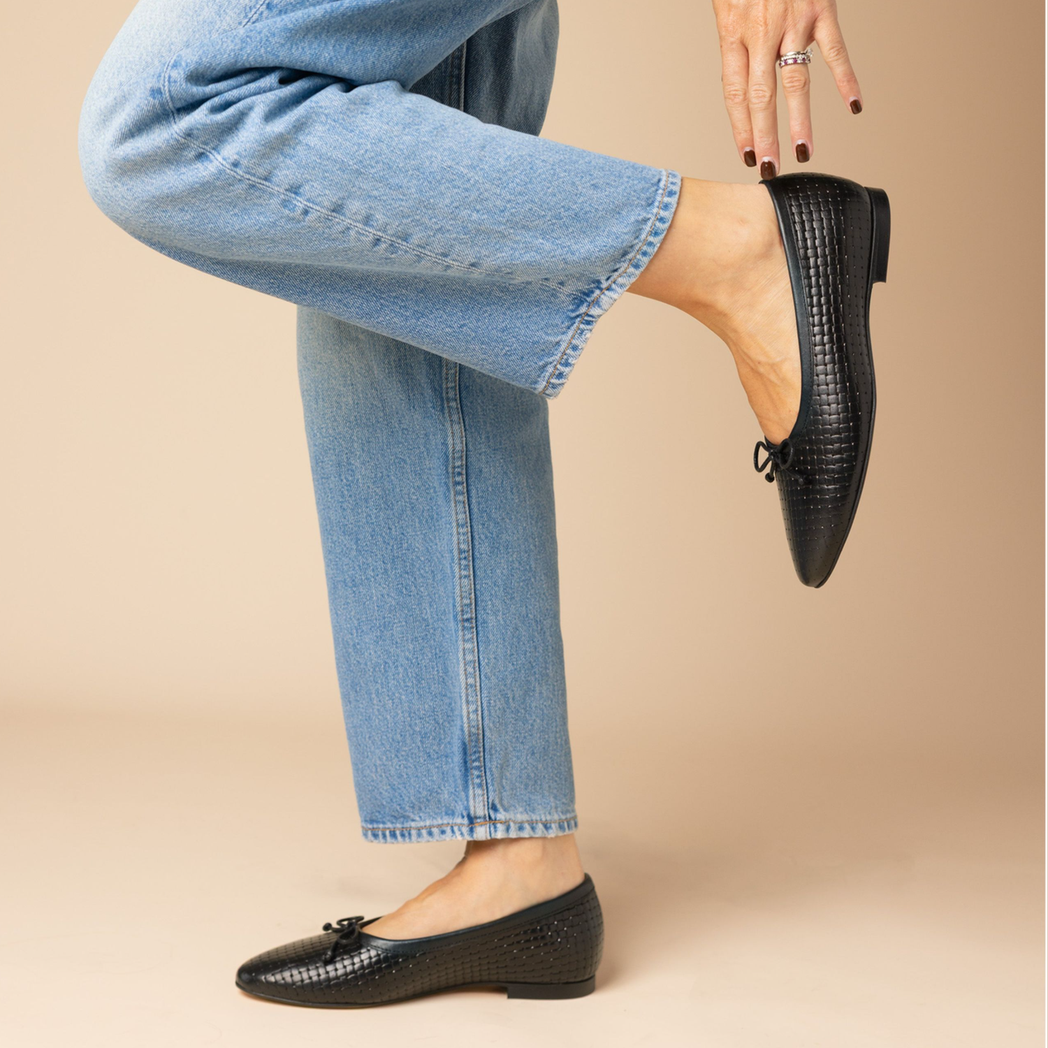 Amelie Weave Ballet Flat - Black