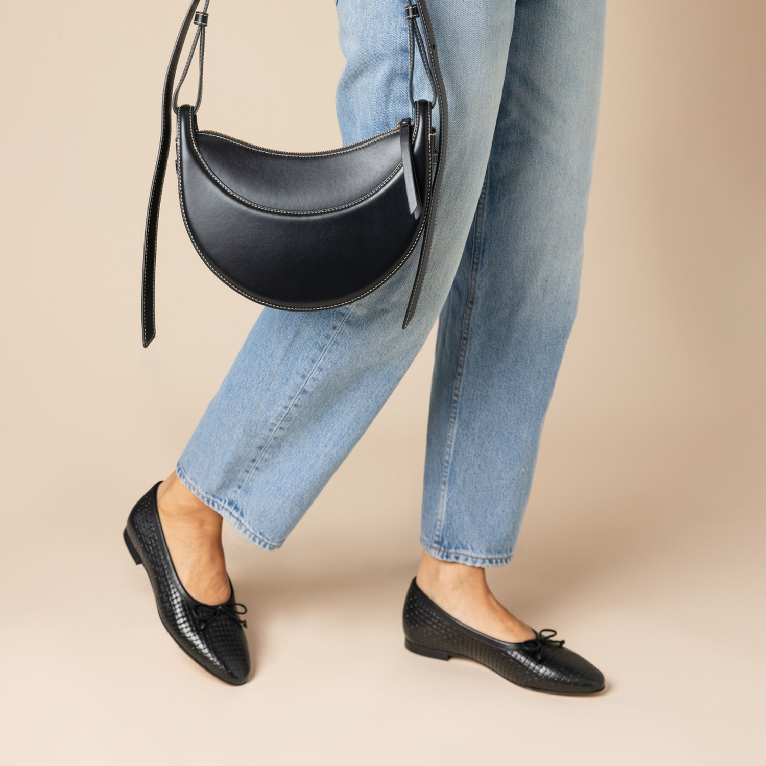 Amelie Weave Ballet Flat - Black