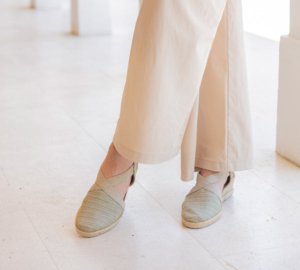 Barbate Olive Stripes Low wedge