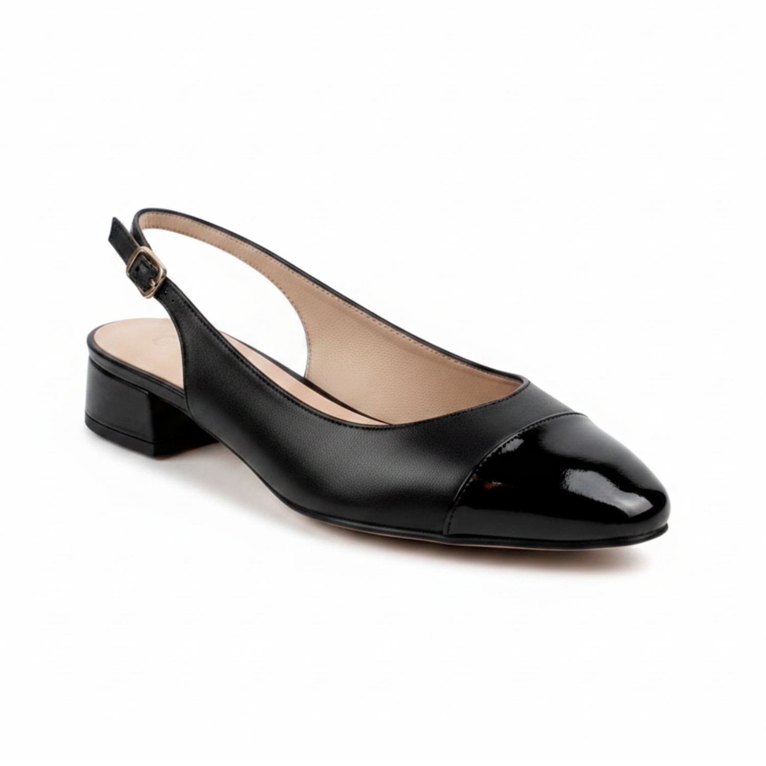 Berta Slingback - Black Patent Toe