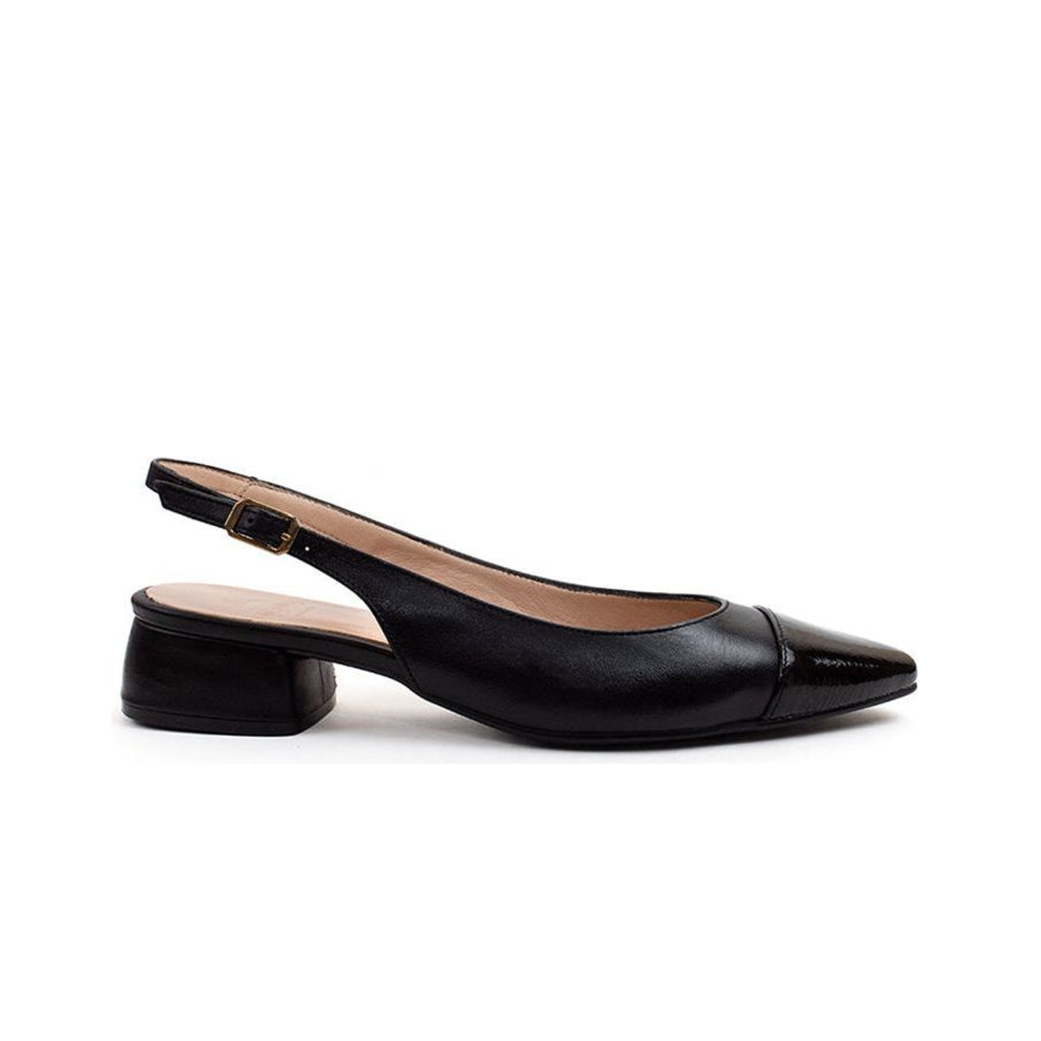 Berta Slingback - Black Patent Toe