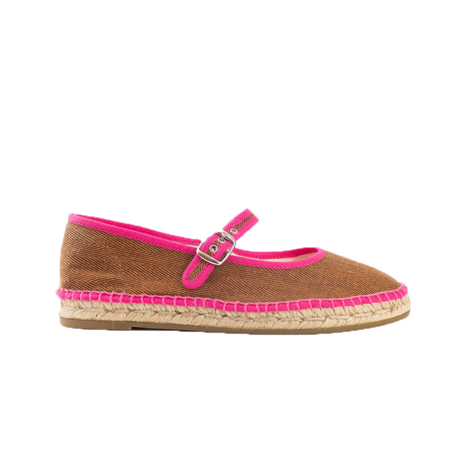 Espadrille Herringbone Chocolate/Fuccia