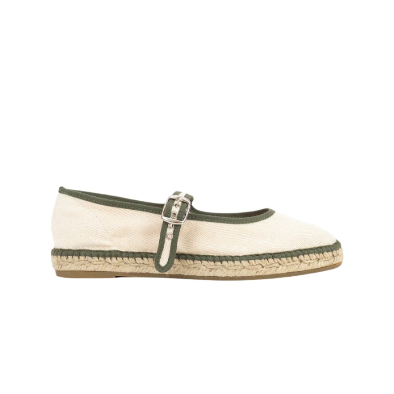 Espadrille Mary Jane Herringbone Ivory