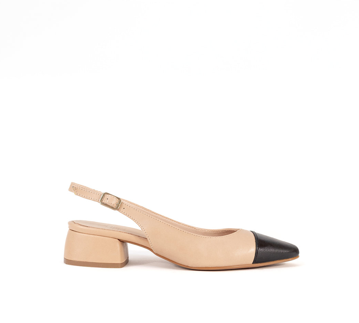 Berta  Nude Sling Back with Black Tip