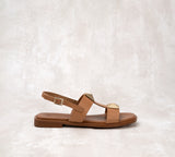 Valeria Bronce Two Strap Stud Camel Sandal