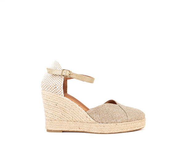 Jimena Weaved Taupe High Wedge