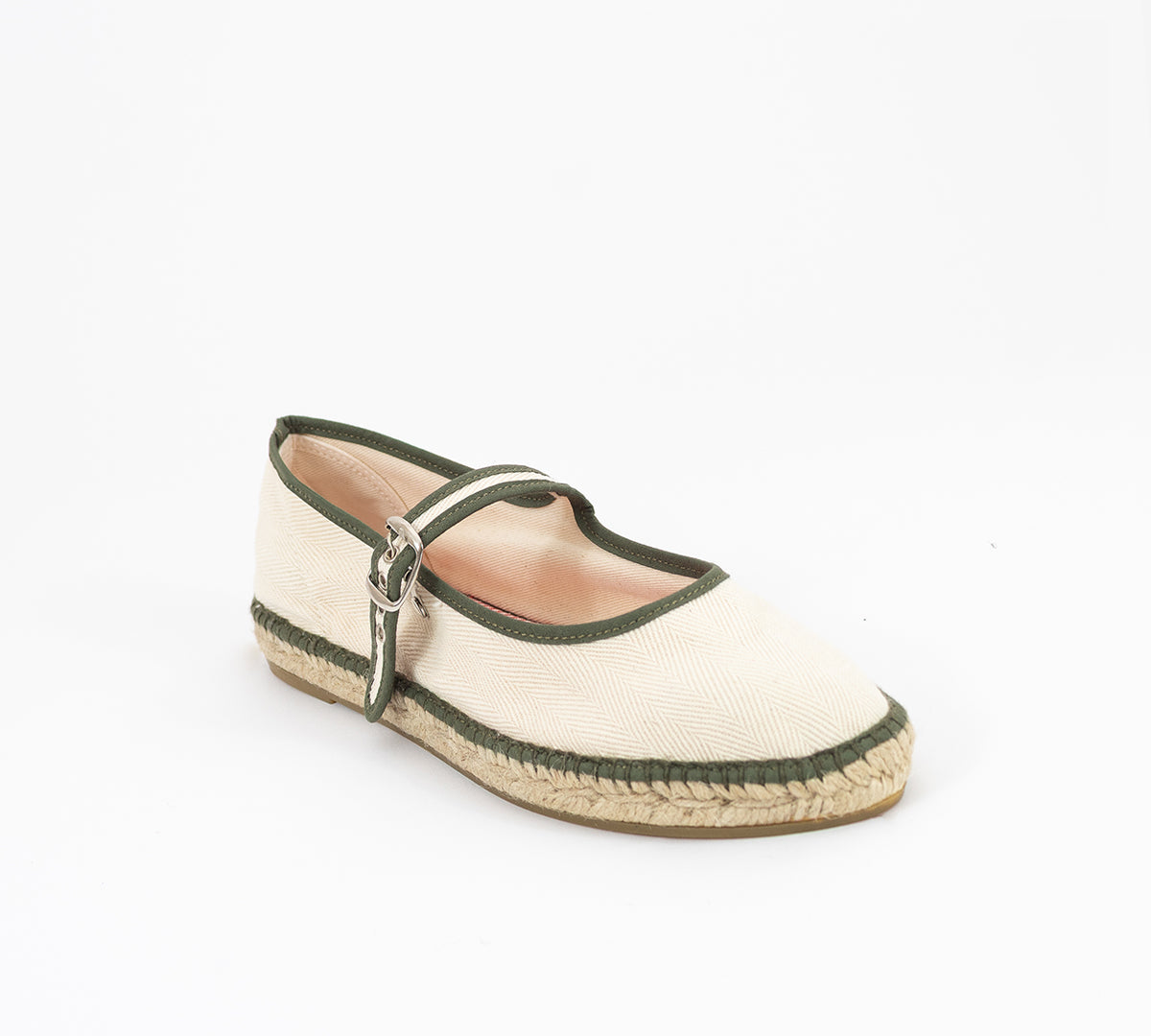 Espadrille Mary Jane Herringbone Ivory