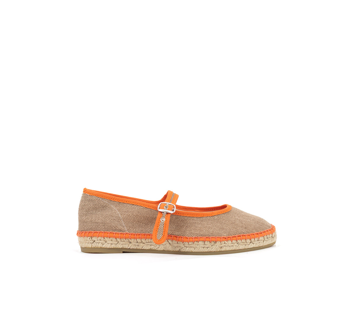 Espadrille Mary Jane Herringbone Oat/Orange