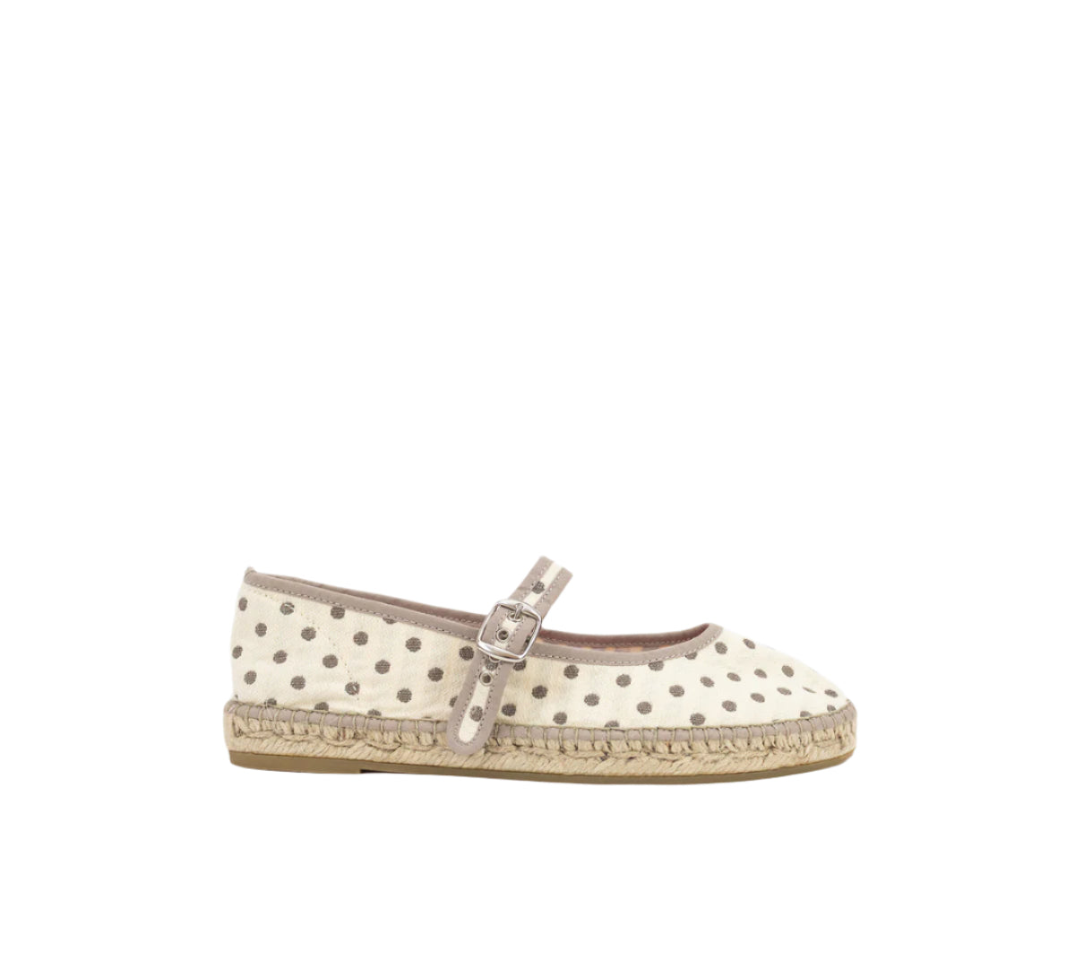 Espadrille Mary Jane Taupe Polka Dots