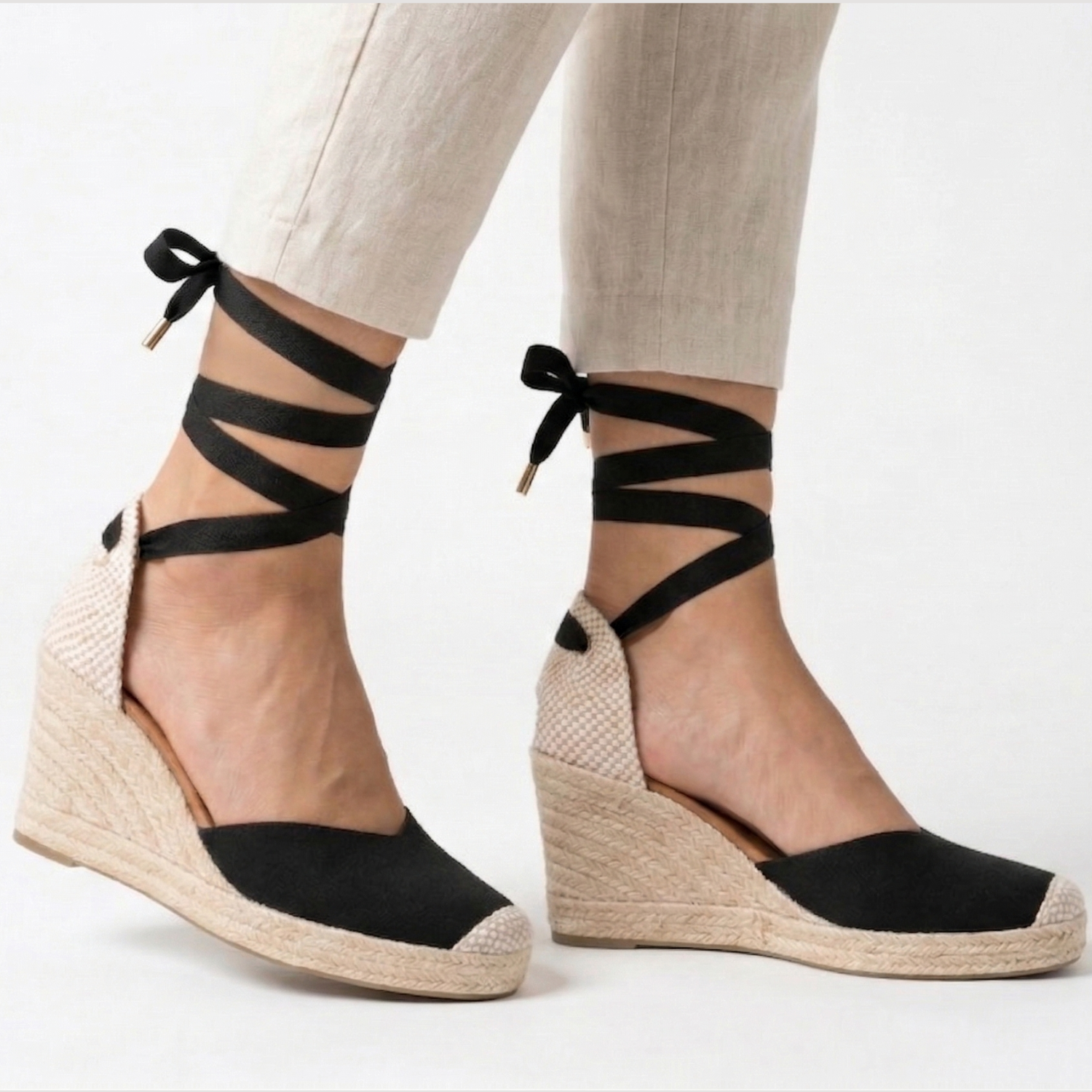 Jimena High Laces Wedges - Black