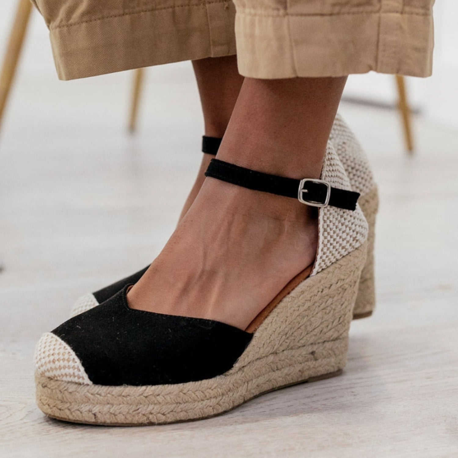 Jimena High Strap Wedges - All Black
