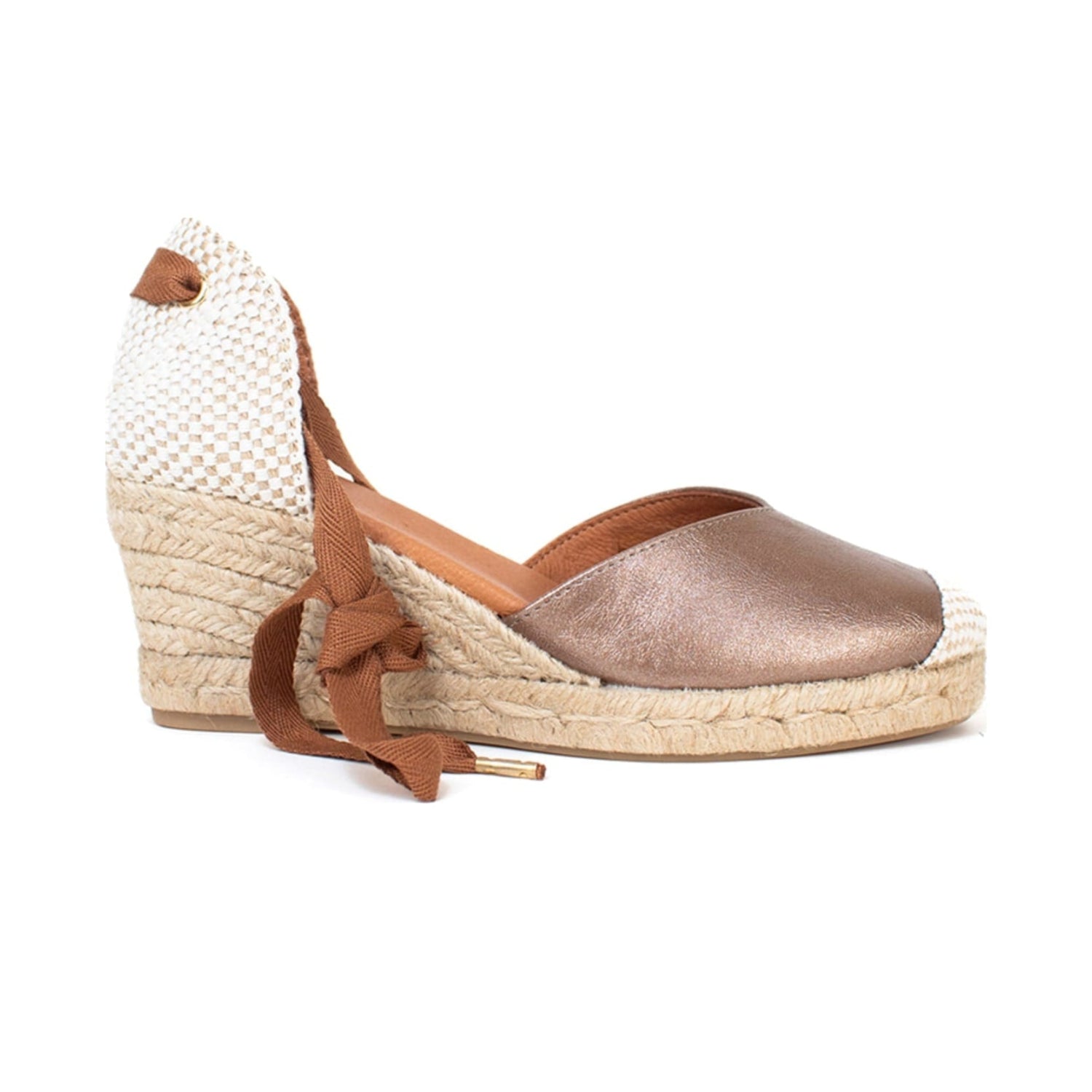 Jimena Mid Laces Wedges - Bronze