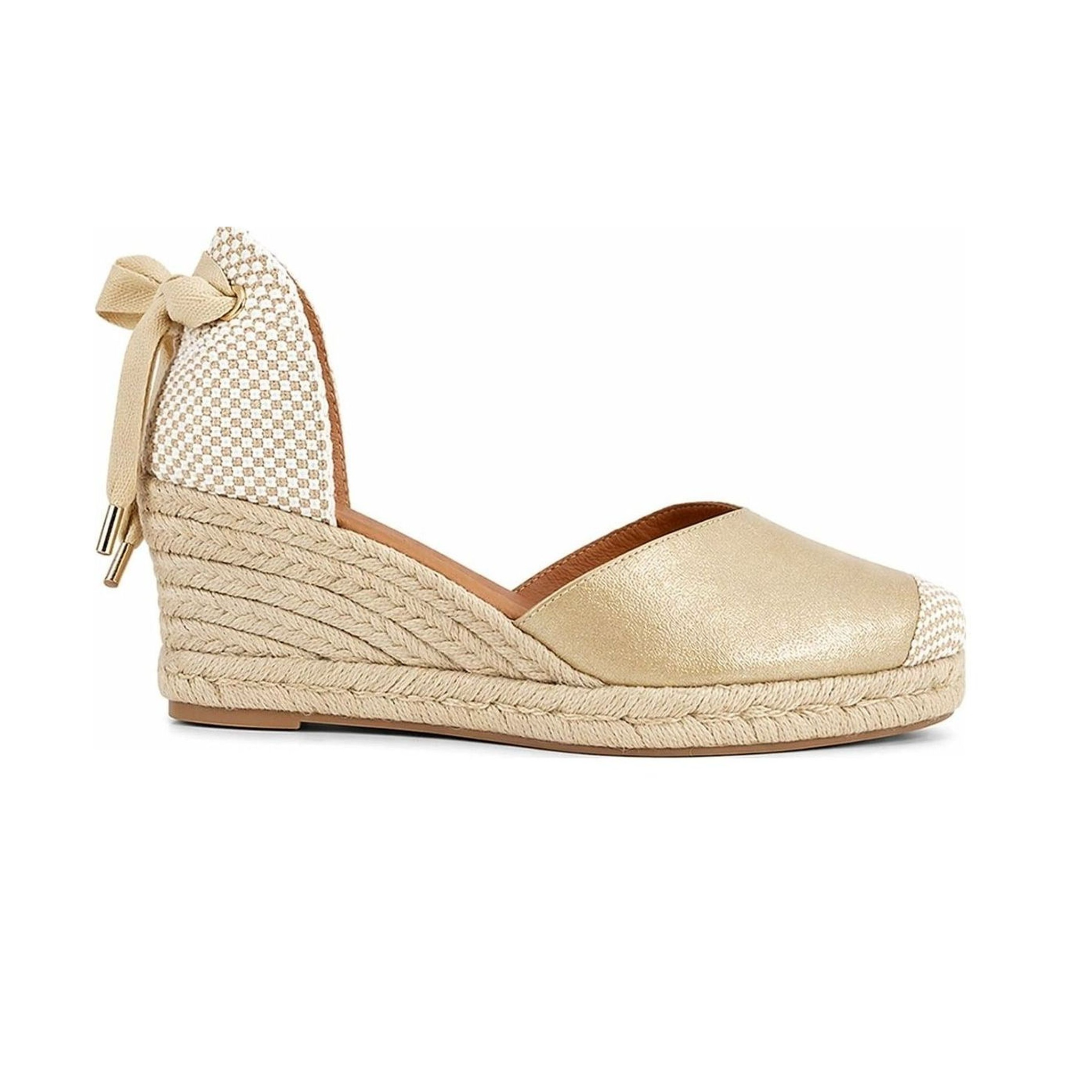 Jimena Mid Laces Wedges - Champagne