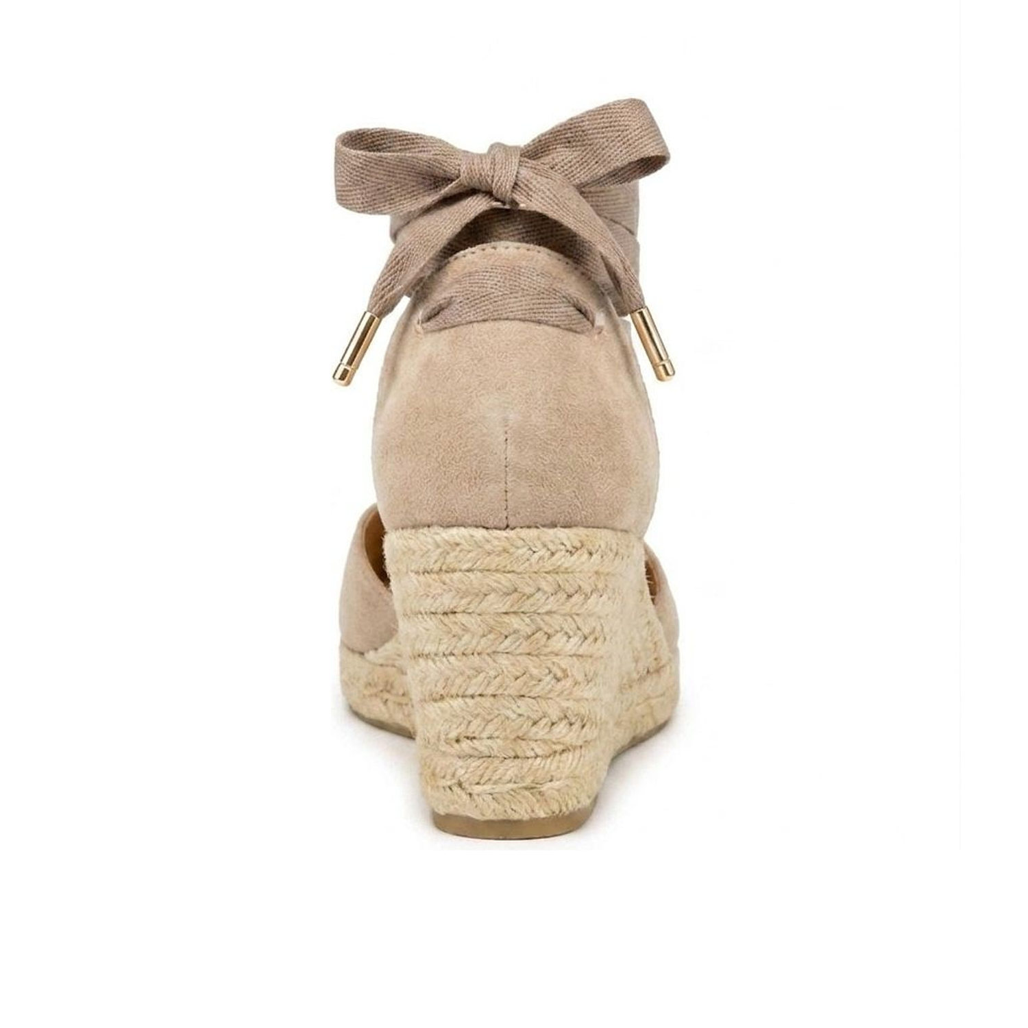 Jimena Mid Laces Wedges - Taupe