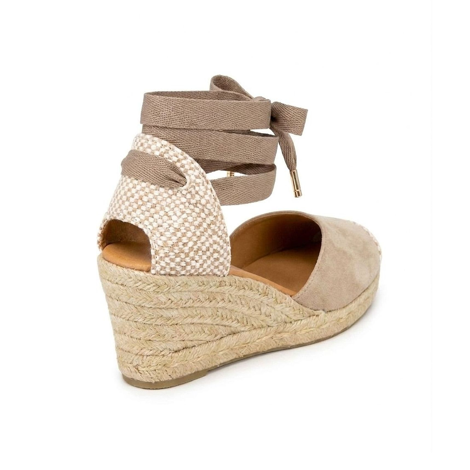 Jimena Mid Laces Wedges - Taupe