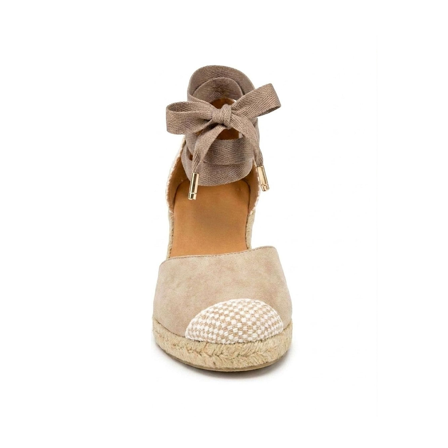 Jimena Mid Laces Wedges - Taupe