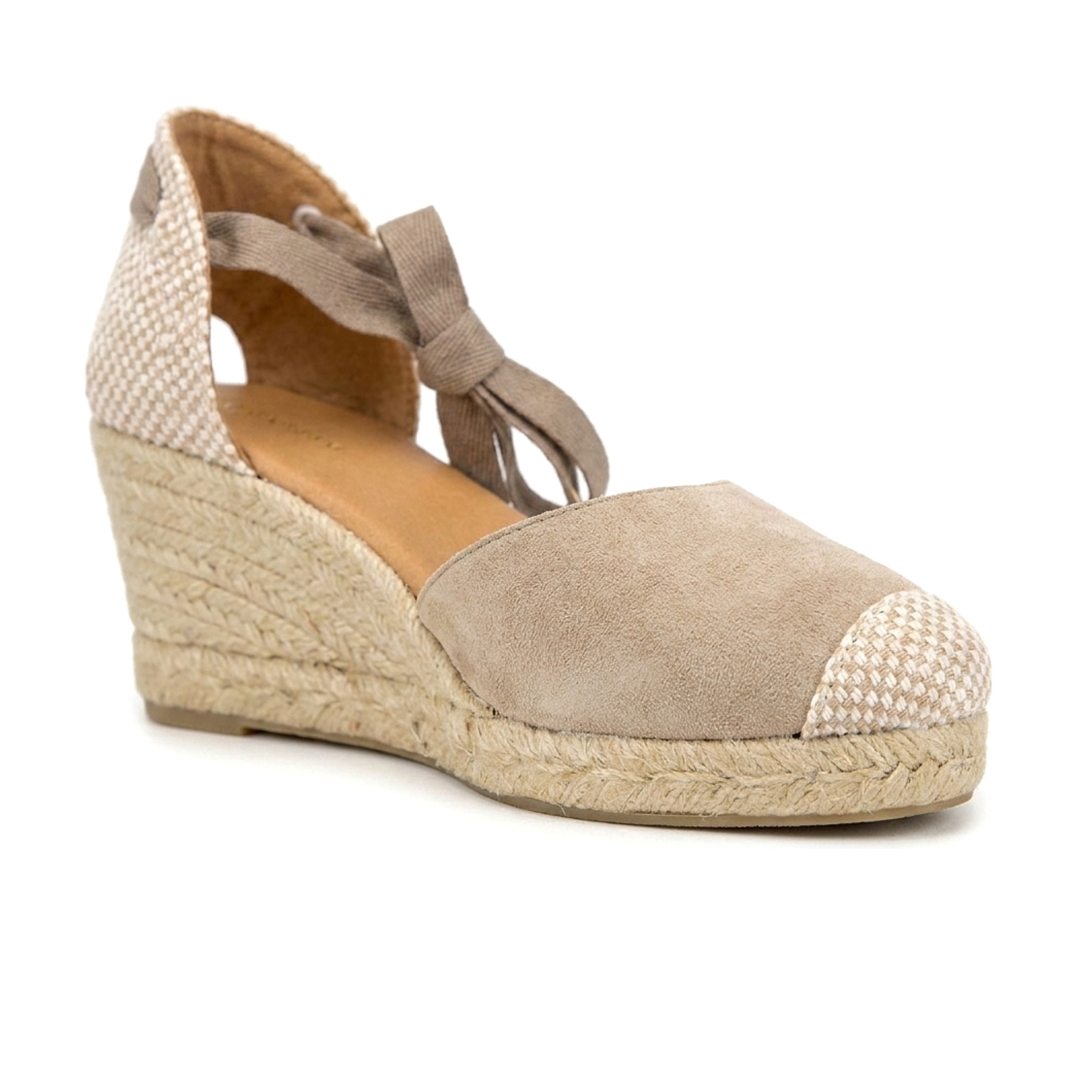Jimena Mid Laces Wedges - Taupe